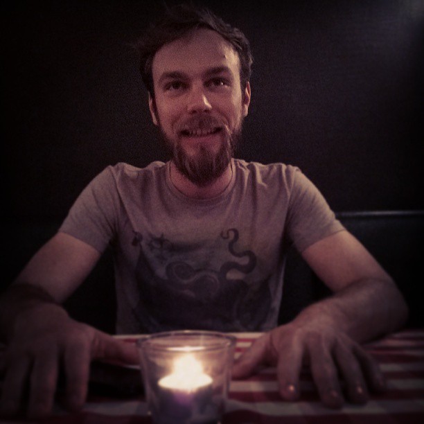Roel van der Ven at a restaurant with a candle