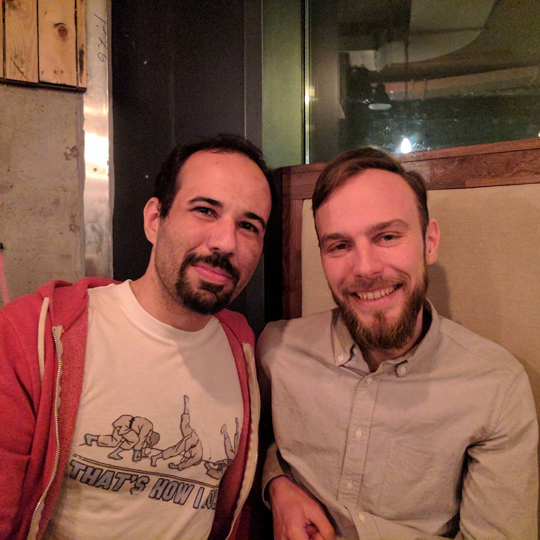 Roel van der Ven and Phil Calcado posing for a picture