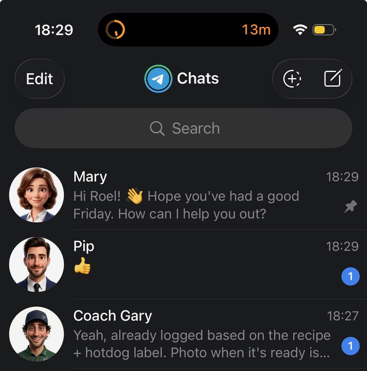 Pip, Gary and Mary in Telegram